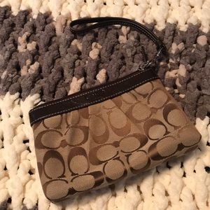 Brown Coach Logo Wristlet